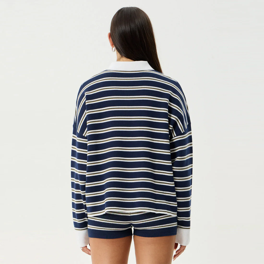 AFENDS Women's Delta Knit Shirt - Navy Stripe - Image 8