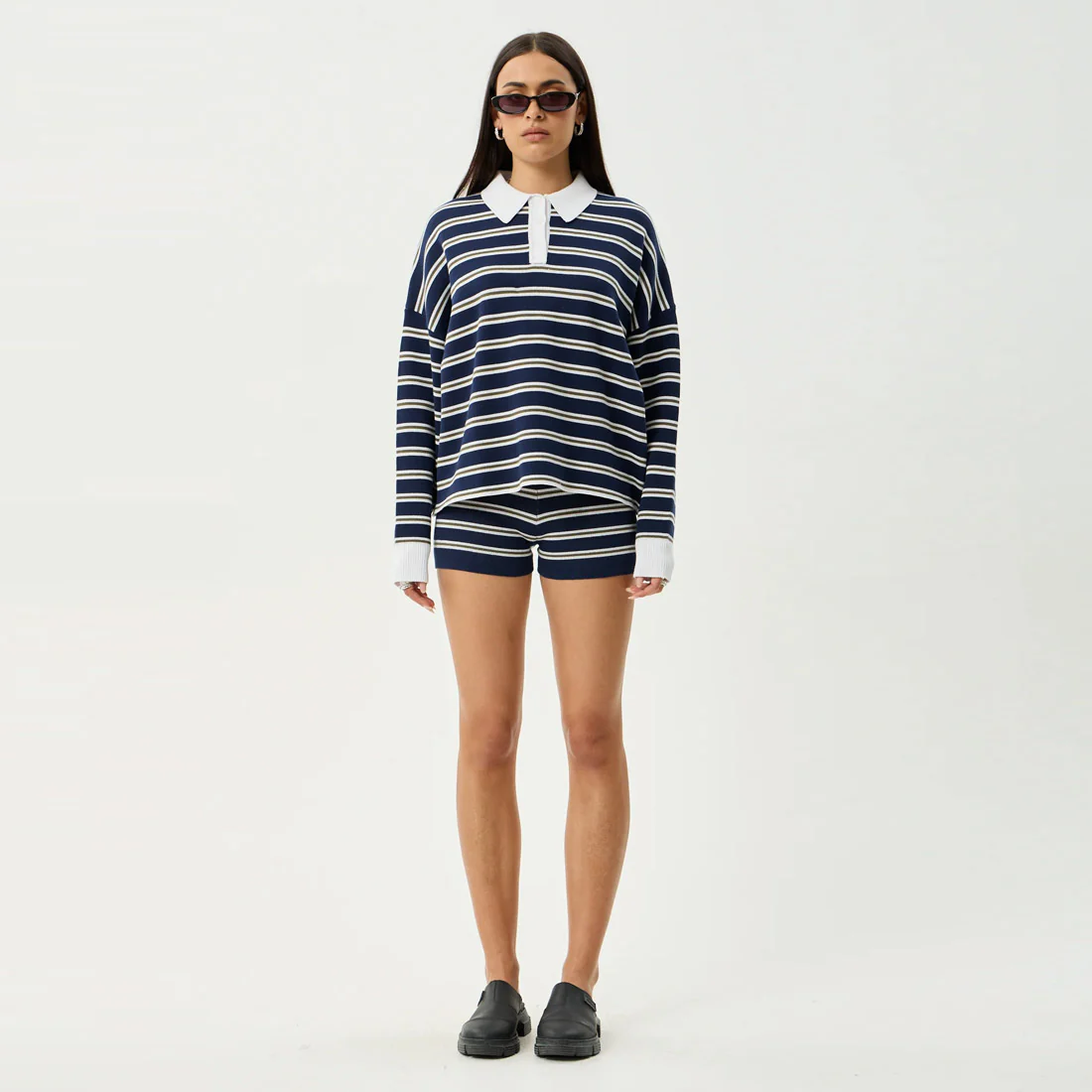 AFENDS Women's Delta Knit Shirt - Navy Stripe - Image 9