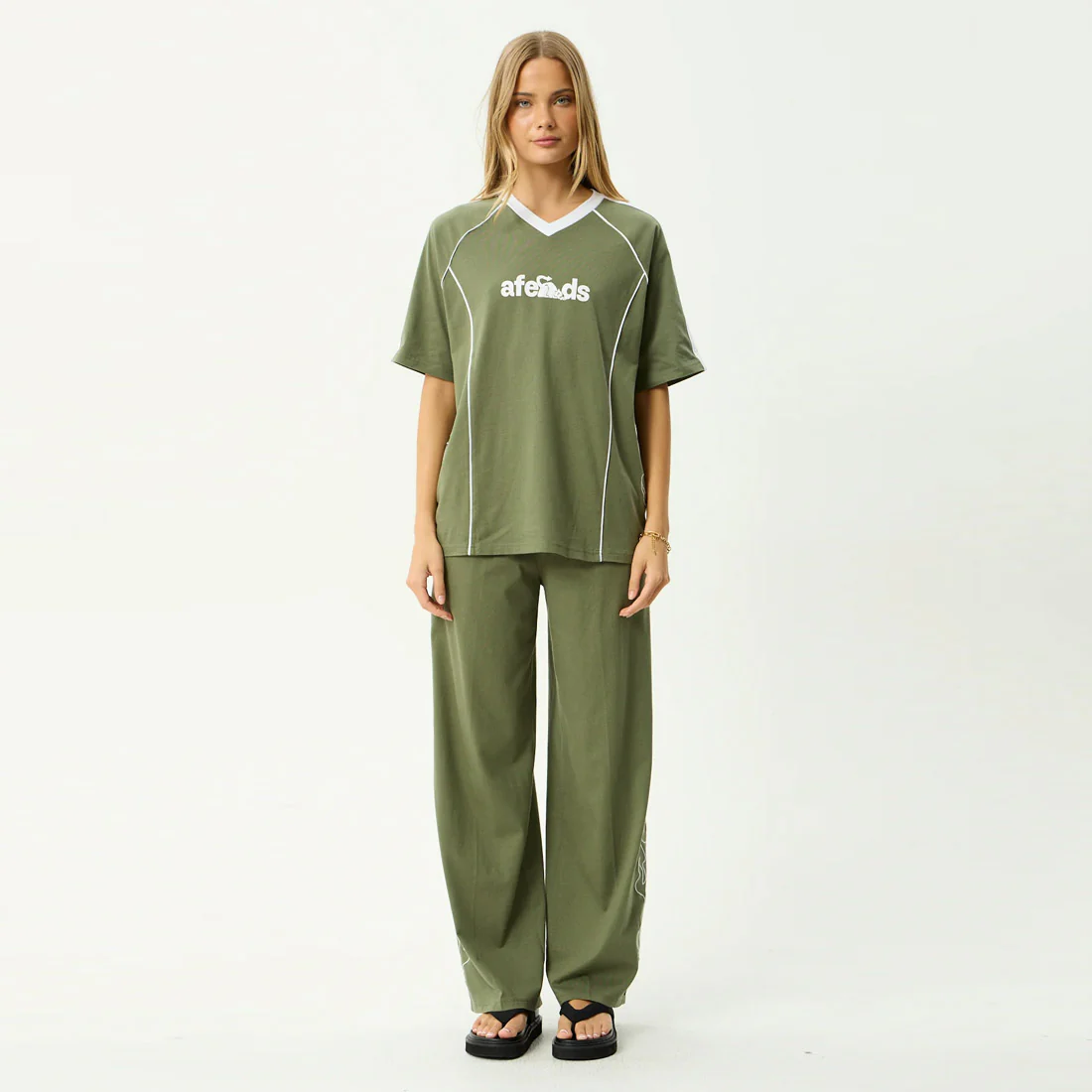 AFENDS Women's Dirts Oversized Tee - Deep Olive - Image 7
