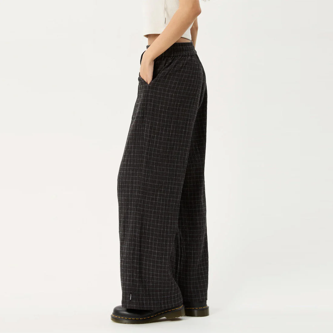 AFENDS Women's Dusk Seersucker Check Pant - Black - Image 4
