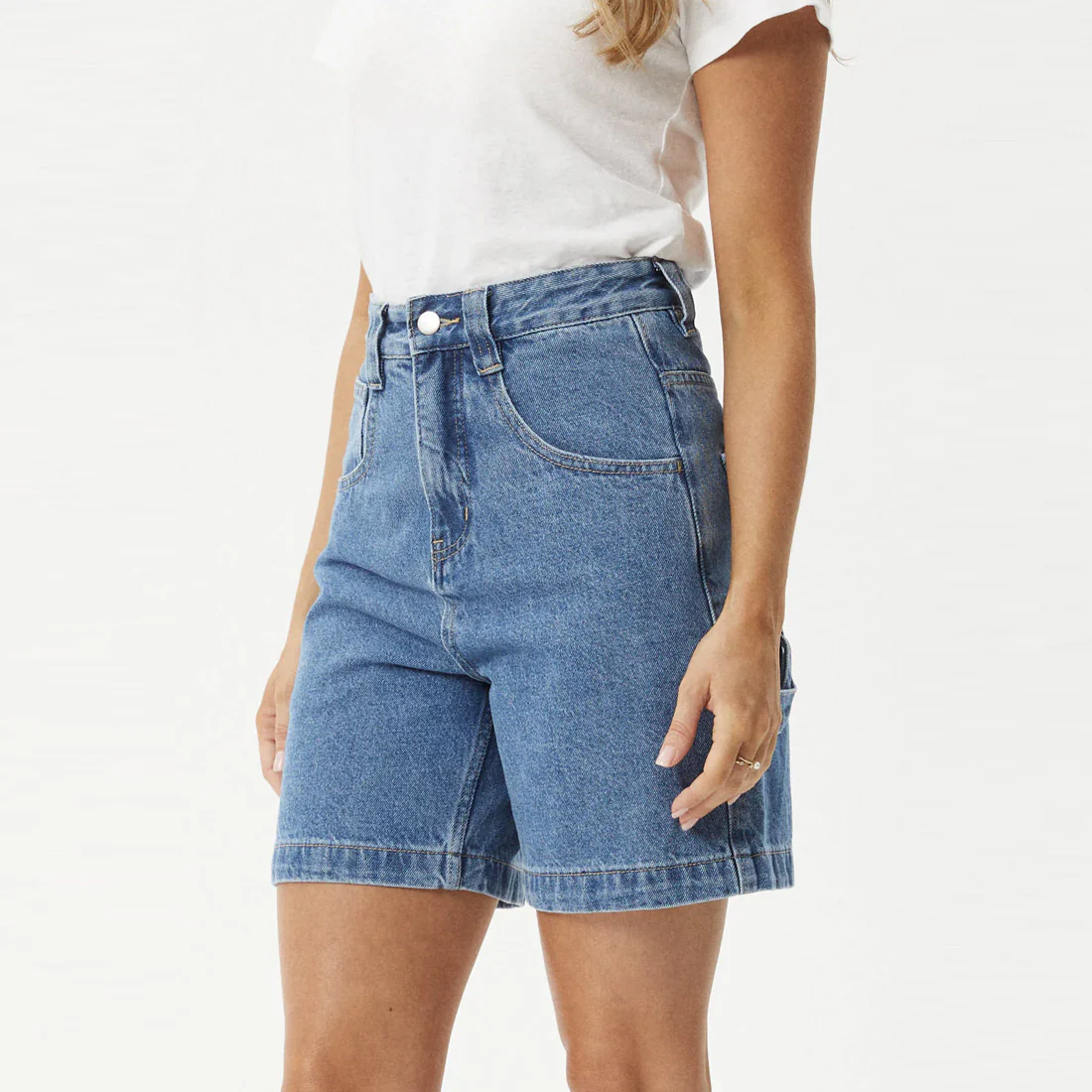 AFENDS Women's Emilie Denim Workwear Short - Worn Blue - Image 2