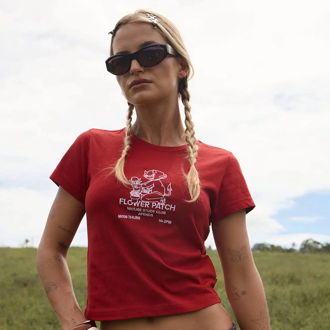 AFENDS Women's Flower Patch Baby Tee - Ketchup - Image 2