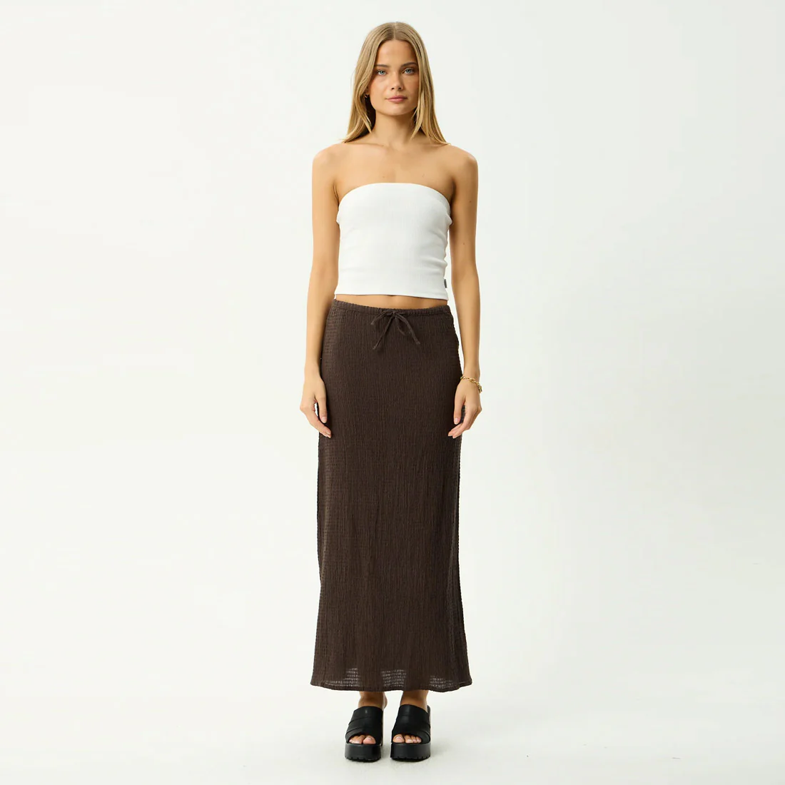 AFENDS Women's Focus Seersucker Maxi Skirt - Coffee - Image 2