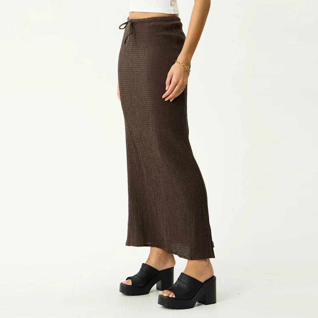 AFENDS Women's Focus Seersucker Maxi Skirt - Coffee - Image 3