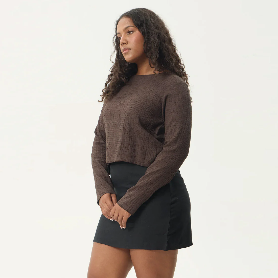AFENDS Women's Focus Seersucker Long Sleeve Top - Coffee - Image 3