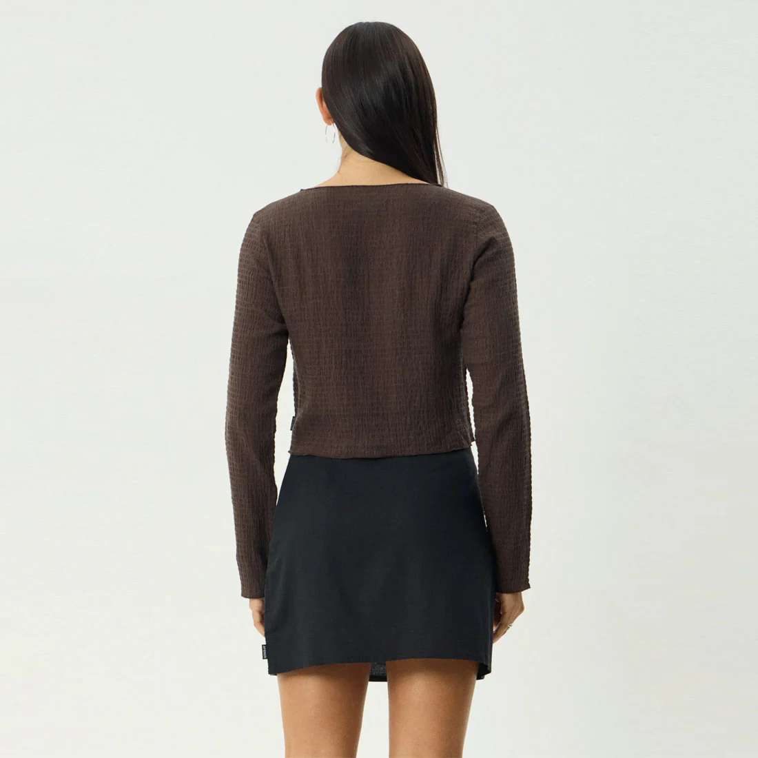 AFENDS Women's Focus Seersucker Long Sleeve Top - Coffee - Image 6