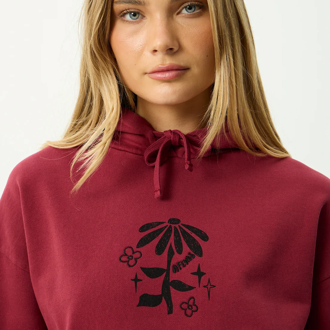 AFENDS Women's Garden Variety Pull On Hood - Washed Burgundy - Image 4