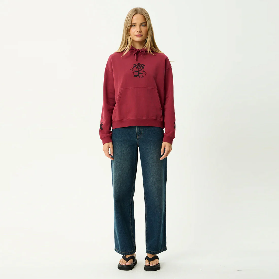 AFENDS Women's Garden Variety Pull On Hood - Washed Burgundy - Image 6