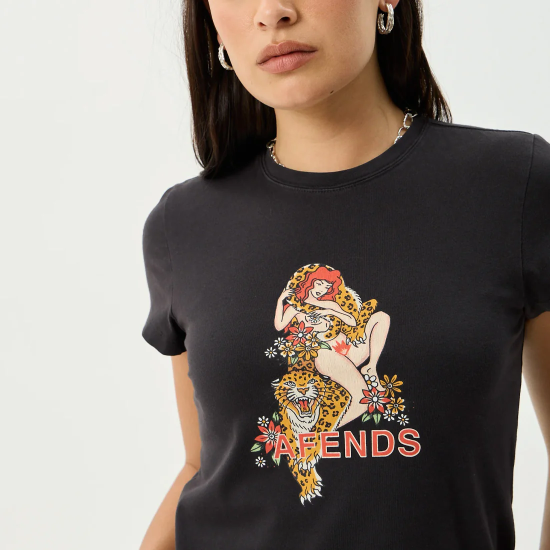 AFENDS Women's Hellcat Baby Tee - Stone Black - Image 3