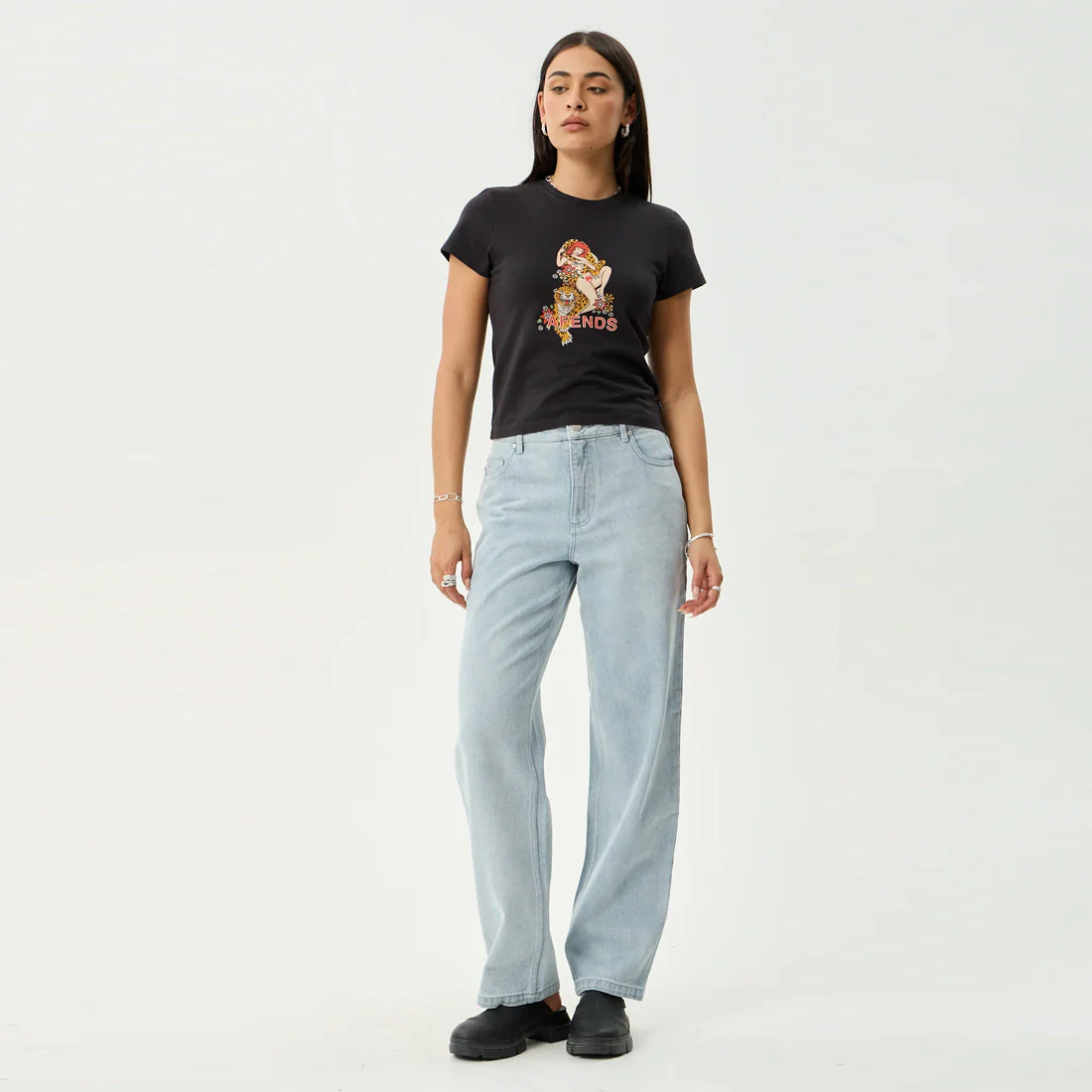 AFENDS Women's Hellcat Baby Tee - Stone Black - Image 5