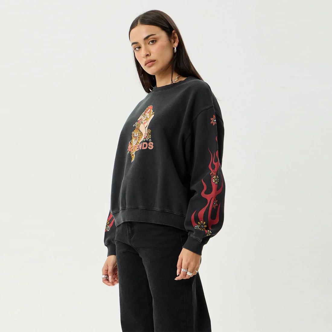 AFENDS Women's Hellcat Crew - Stone Black - Image 3