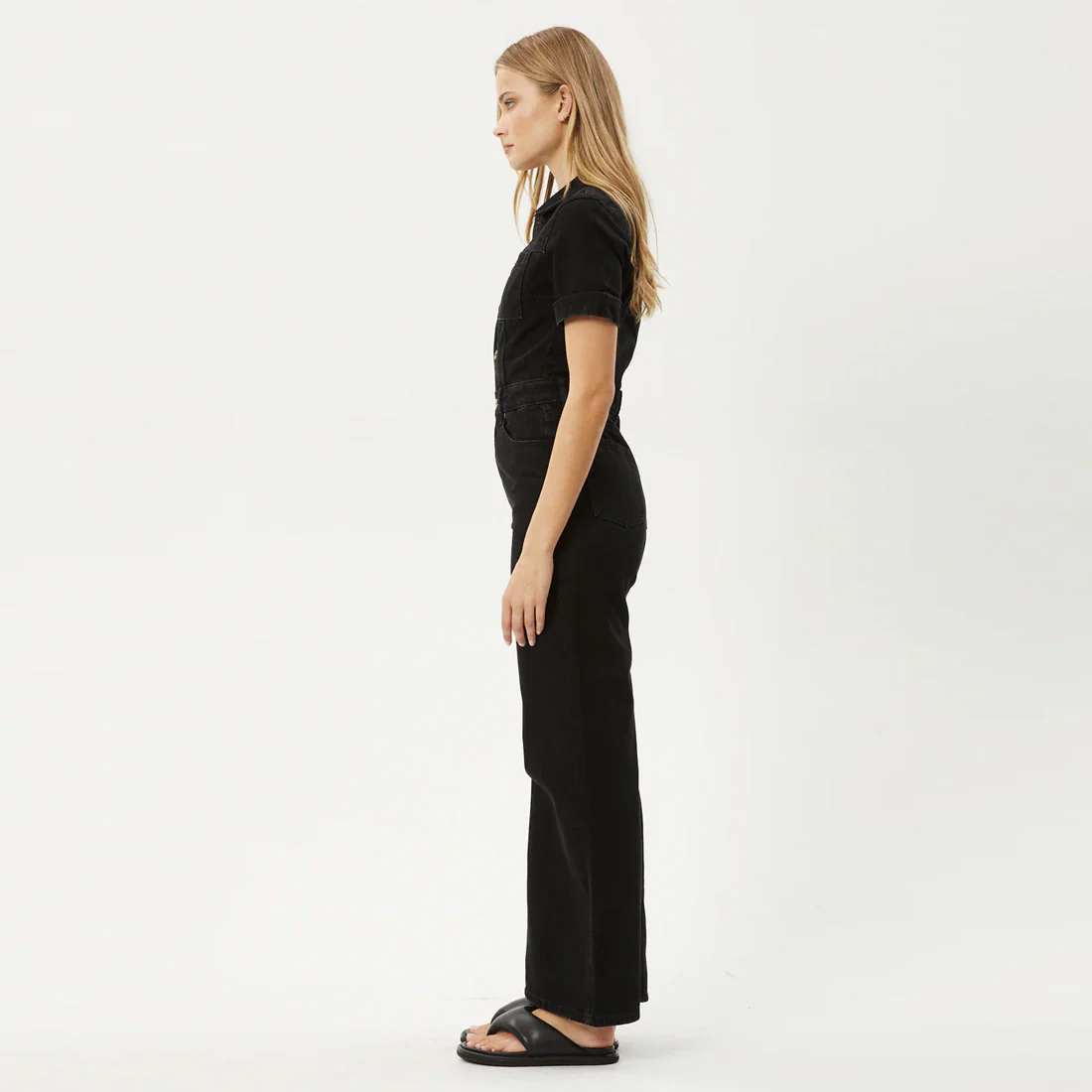 AFENDS Women's Miami Organic Denim Flared Jumpsuit - Washed Black - Image 4