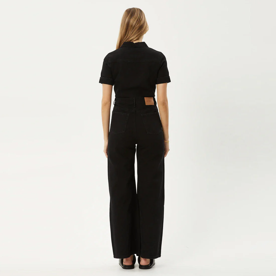 AFENDS Women's Miami Organic Denim Flared Jumpsuit - Washed Black - Image 5