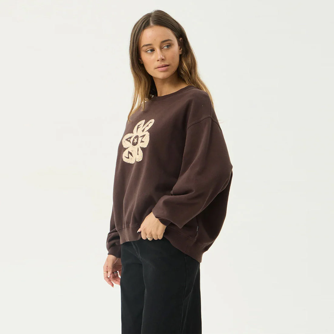 AFENDS Women's Raven Crew - Washed Coffee - Image 2