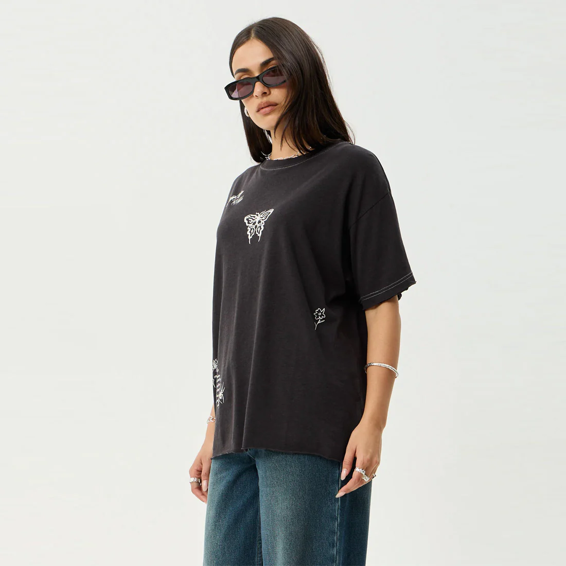 AFENDS Women's Rise Oversized Tee - Stone Black - Image 2