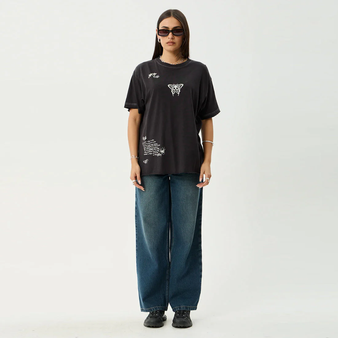 AFENDS Women's Rise Oversized Tee - Stone Black - Image 6