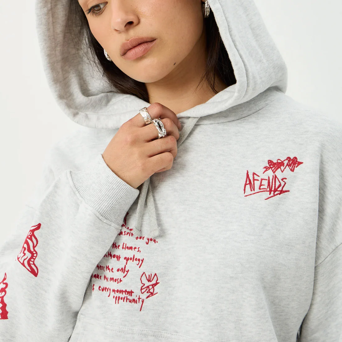 AFENDS Women's Rise Pull On Hood - Grey Marle - Image 4
