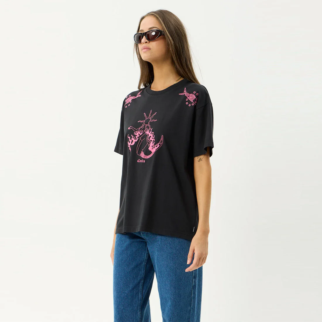 AFENDS Women's Sea Siren Oversized Tee - Stone Black - Image 2