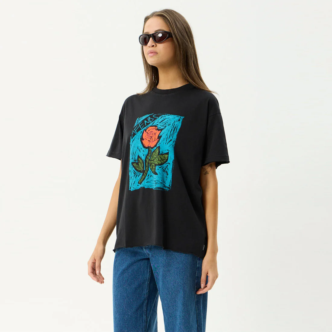 AFENDS Women's Single N Thorny Oversized Tee - Stone Black - Image 2