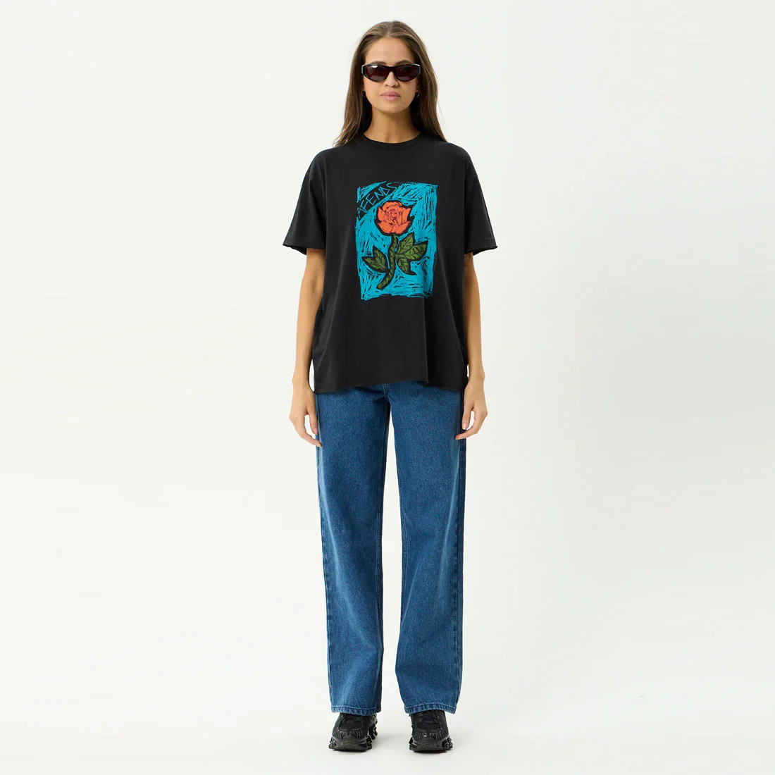 AFENDS Women's Single N Thorny Oversized Tee - Stone Black - Image 5