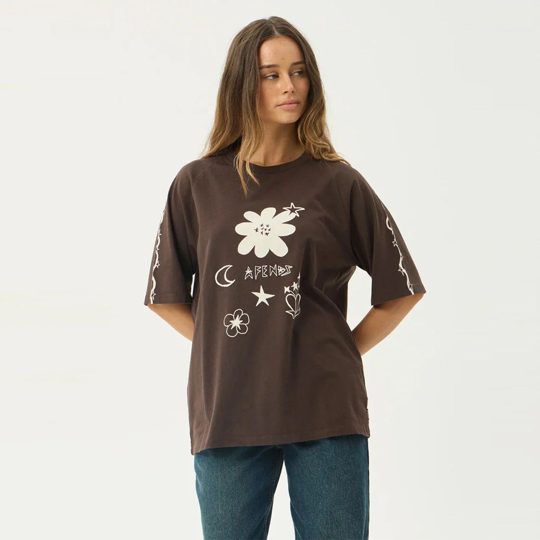 AFENDS Women's Terra Oversized Raglan Tee - Coffee - Image 3