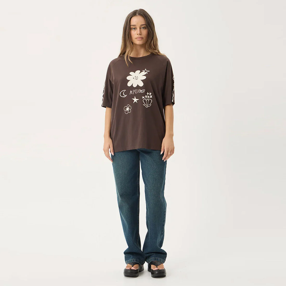 AFENDS Women's Terra Oversized Raglan Tee - Coffee - Image 8