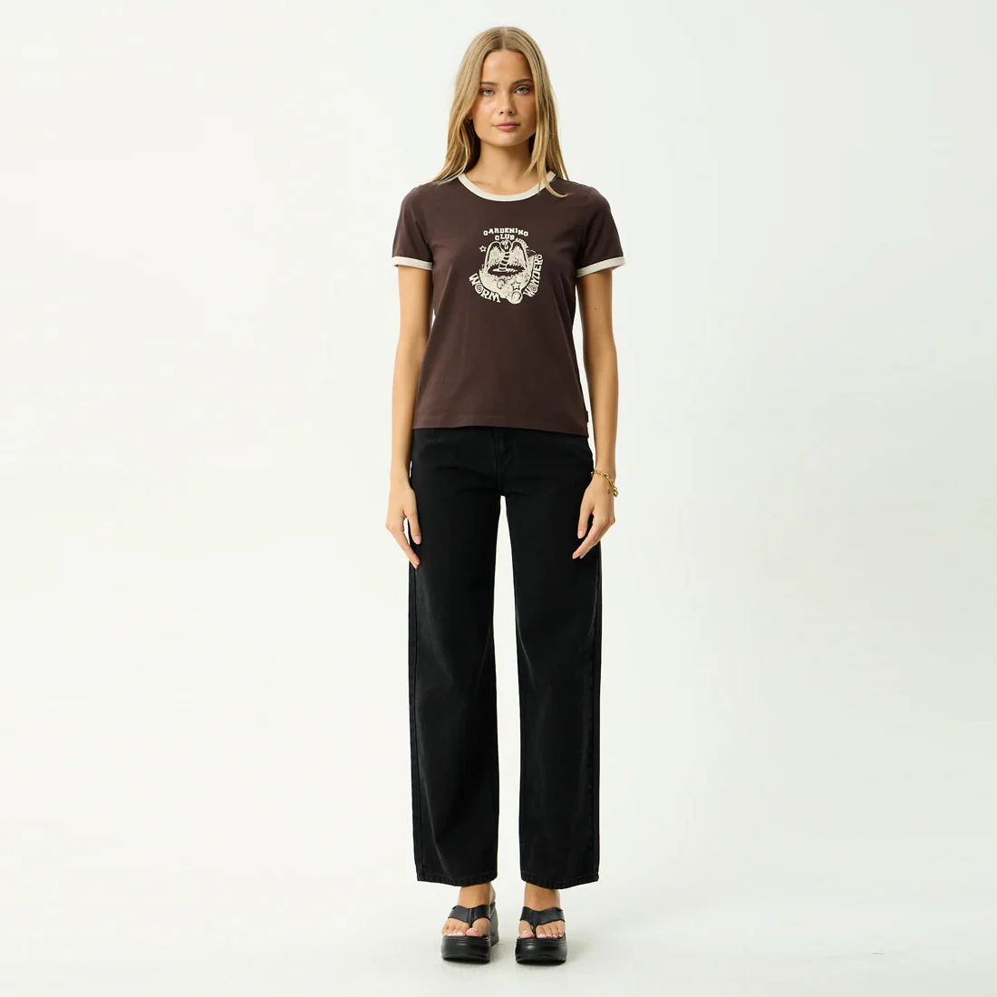 AFENDS Women's Wonders Ringer Tee - Coffee - Image 6