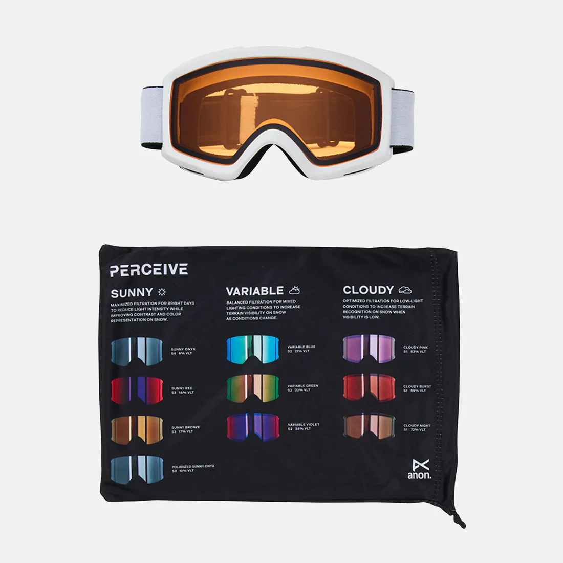 ANON Helix 2.0 Low Bridge Fit Non-Mirror Goggle 2026 - White/Amber - Image 5