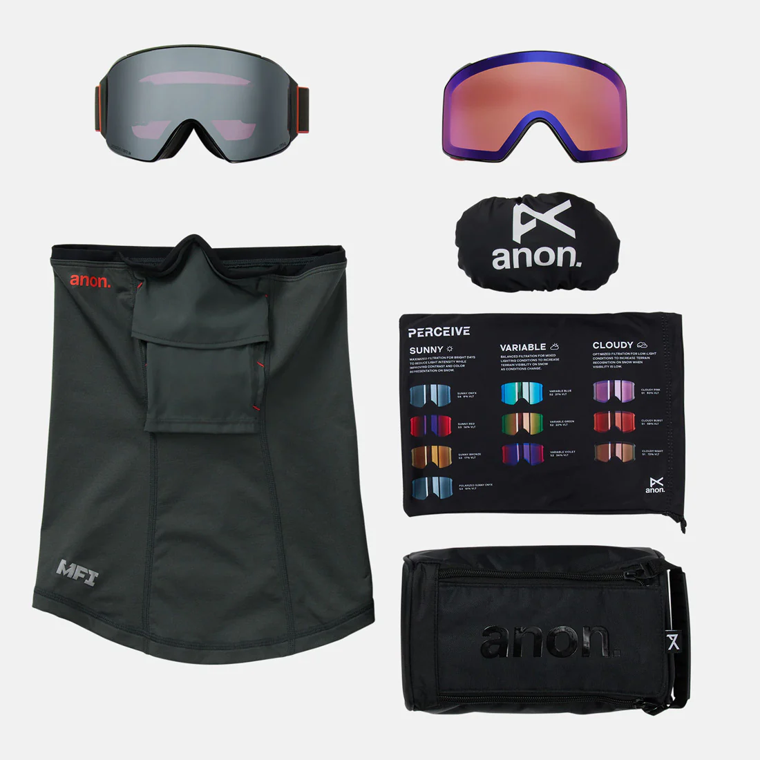 ANON M4 Cylindrical Goggle + MFI Facemask 2026 - Fiesta Red/Perceive Sunny Onyx - Image 6