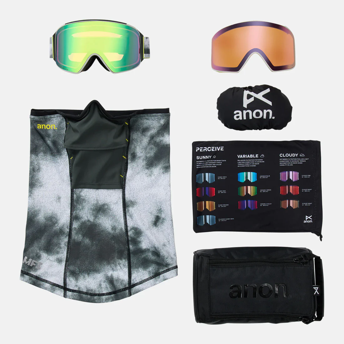 ANON M4 Cylindrical Goggle + MFI Facemask 2026 - Tilt Shift/Perceive Variable Green - Image 5