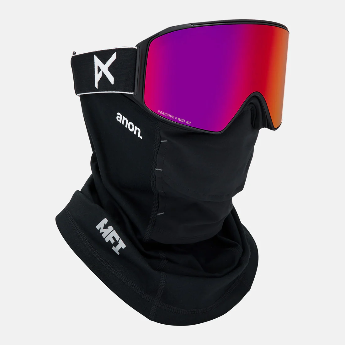 ANON M4 Cylindrical Low Bridge Fit Goggle + MFI Facemask 2026 - Black/Perceive Sunny Red - Image 5