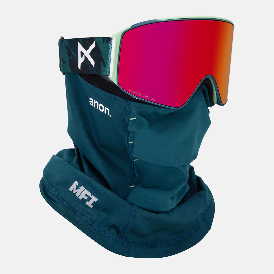 ANON M4 Cylindrical Low Bridge Fit Goggle + MFI Facemask 2026 - Family Tree/Perceive Sunny Red - Image 5