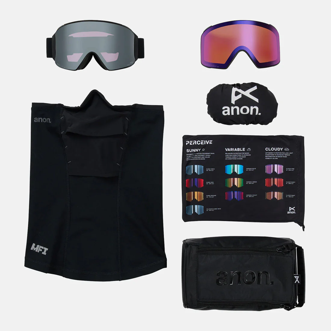 ANON M4 Cylindrical Low Bridge Fit Goggle + MFI Facemask 2026 - Smoke/Perceive Sunny Onyx - Image 6