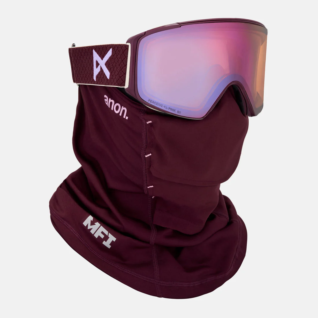 ANON M4S Cylindrical Goggle + MFI Facemask 2026 - Deep Cherry/Perceive Cloudy Pink - Image 5