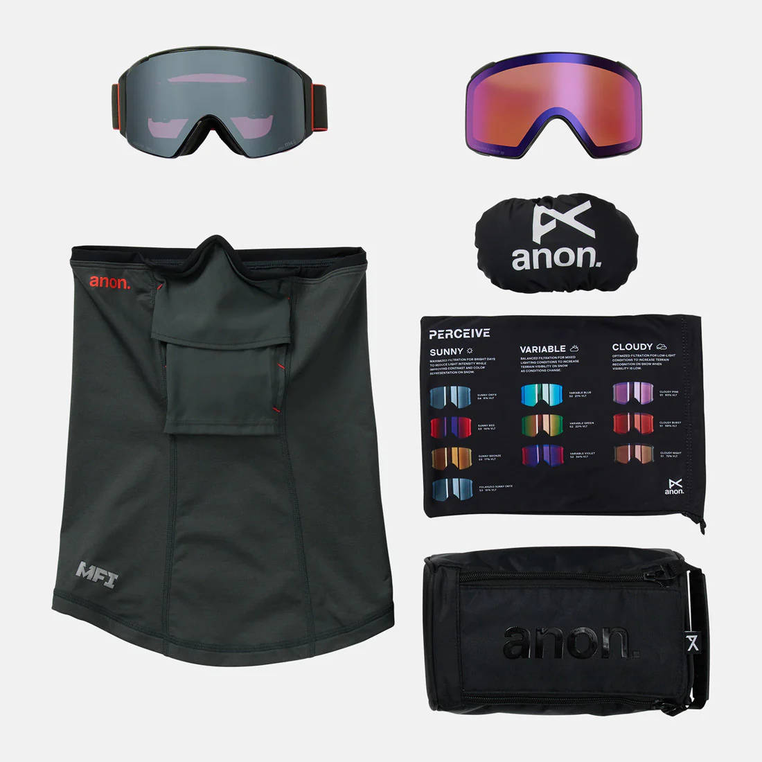 ANON M4S Cylindrical Goggle + MFI Facemask 2026 - Fiesta Red/Perceive Sunny Onyx - Image 6