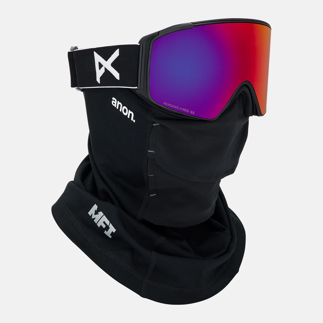ANON M4S Cylindrical Low Bridge Fit Goggle + MFI Facemask 2026 - Black/Perceive Sunny Red - Image 5