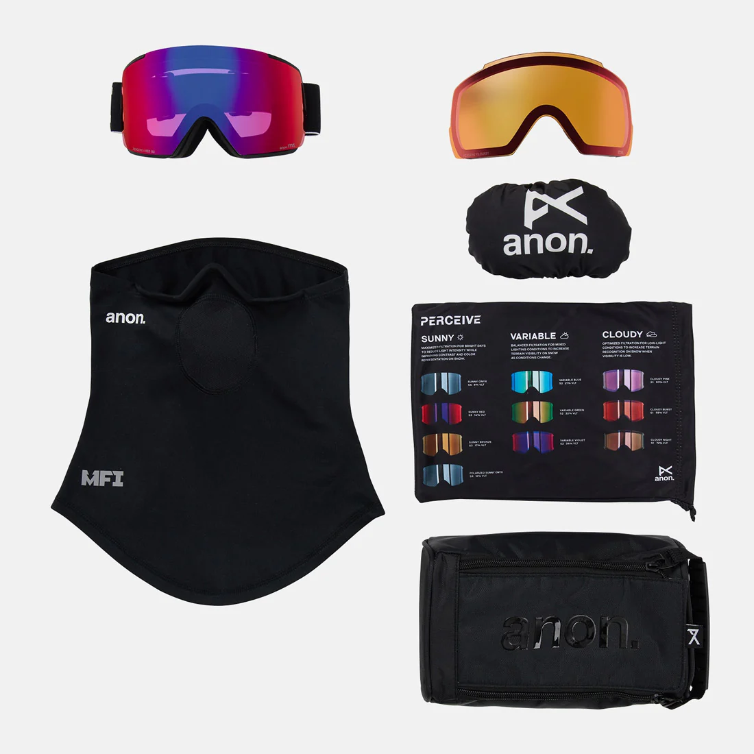 ANON M5 Goggle + MFI Facemask 2026 - Black/Perceive Sunny Red - Image 6