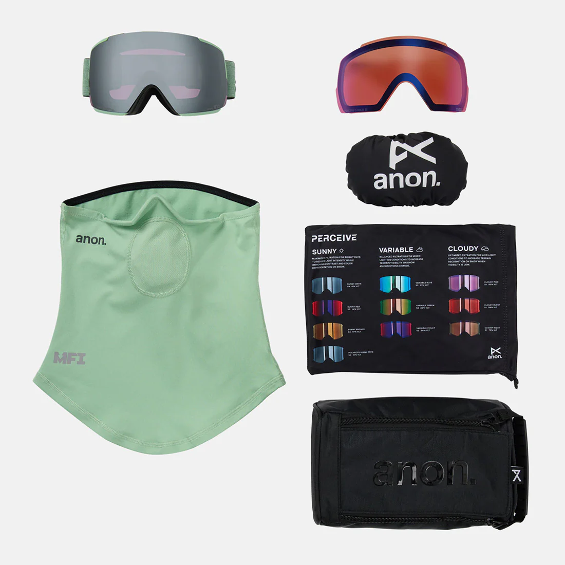 ANON M5 Goggle + MFI Facemask 2026 - Soft Sage/Perceive Sunny Onyx - Image 6