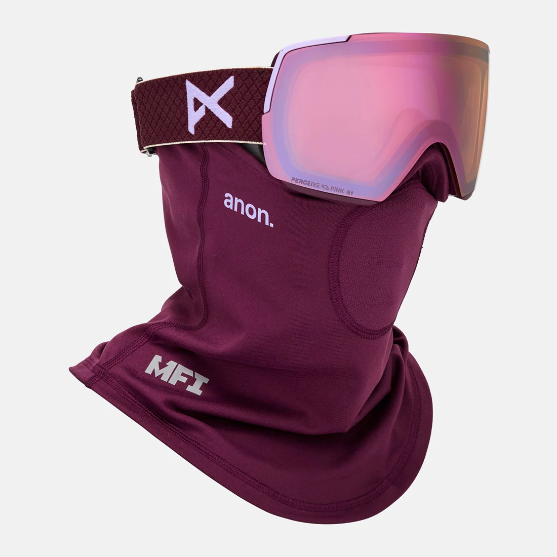 ANON M5S Goggle + MFI Facemask 2026 - Deep Cherry Lilac/Perceive Cloudy Pink - Image 4