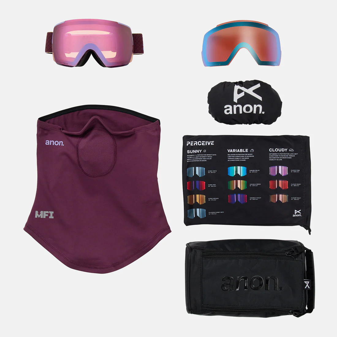ANON M5S Goggle + MFI Facemask 2026 - Deep Cherry Lilac/Perceive Cloudy Pink - Image 5