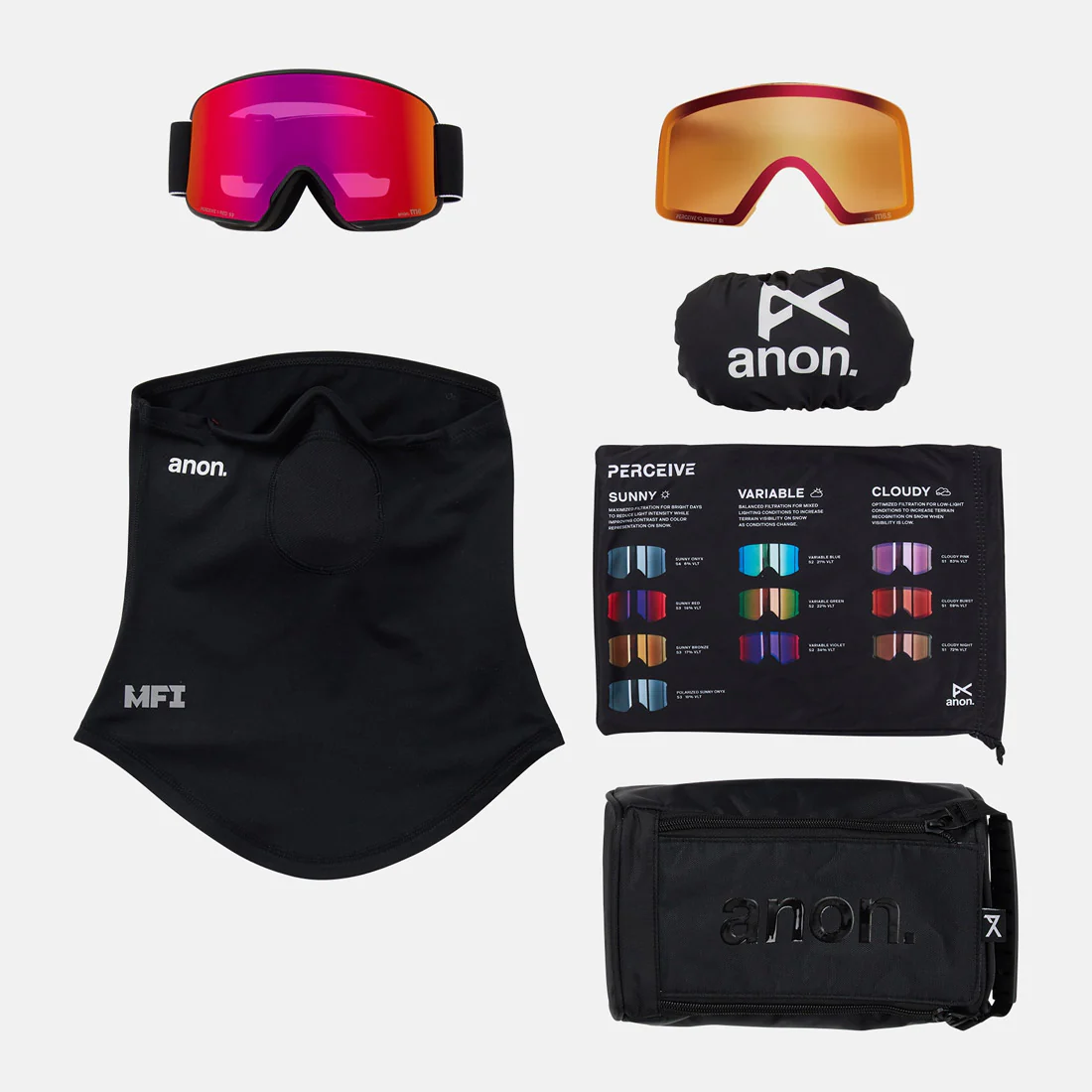ANON M6 Goggle + MFI Facemask 2026 - Black/Perceive Sunny Red - Image 6