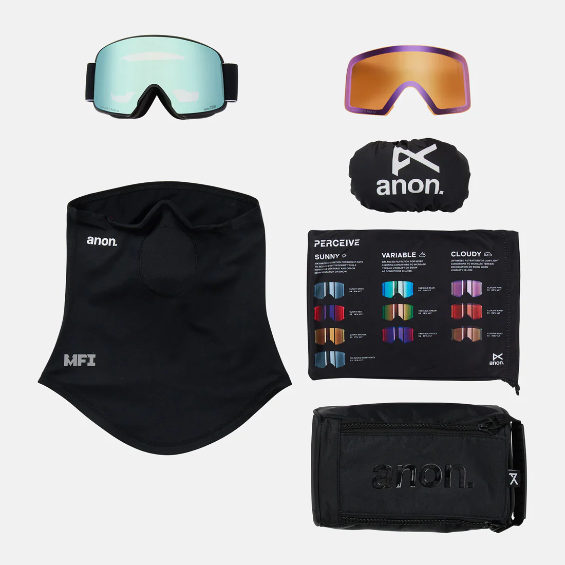 ANON M6 Goggle + MFI Facemask 2026 - Black/Perceive Variable Blue - Image 6