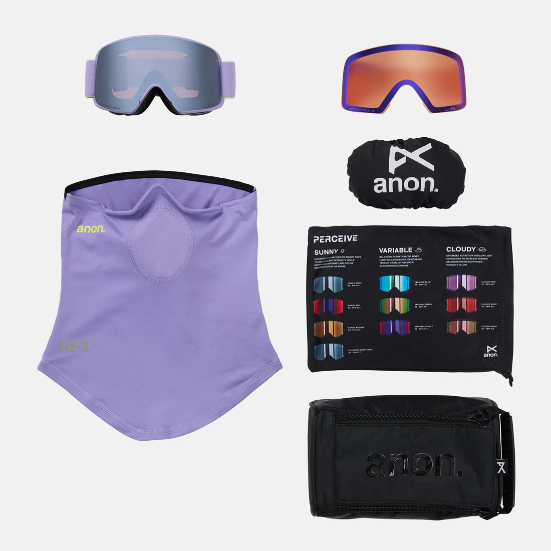 ANON M6 Low Bridge Fit Goggle + MFI Facemask 2026 - Hyper Lilac/Perceive Sunny Onyx - Image 6