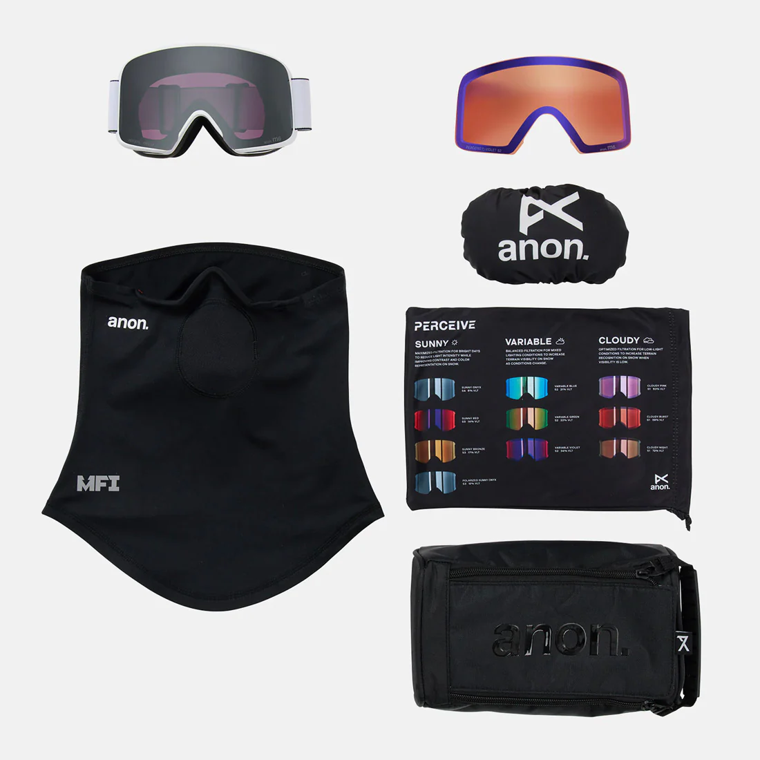 ANON M6 Low Bridge Fit Goggle + MFI Facemask 2026 - White/Perceive Sunny Onyx - Image 6