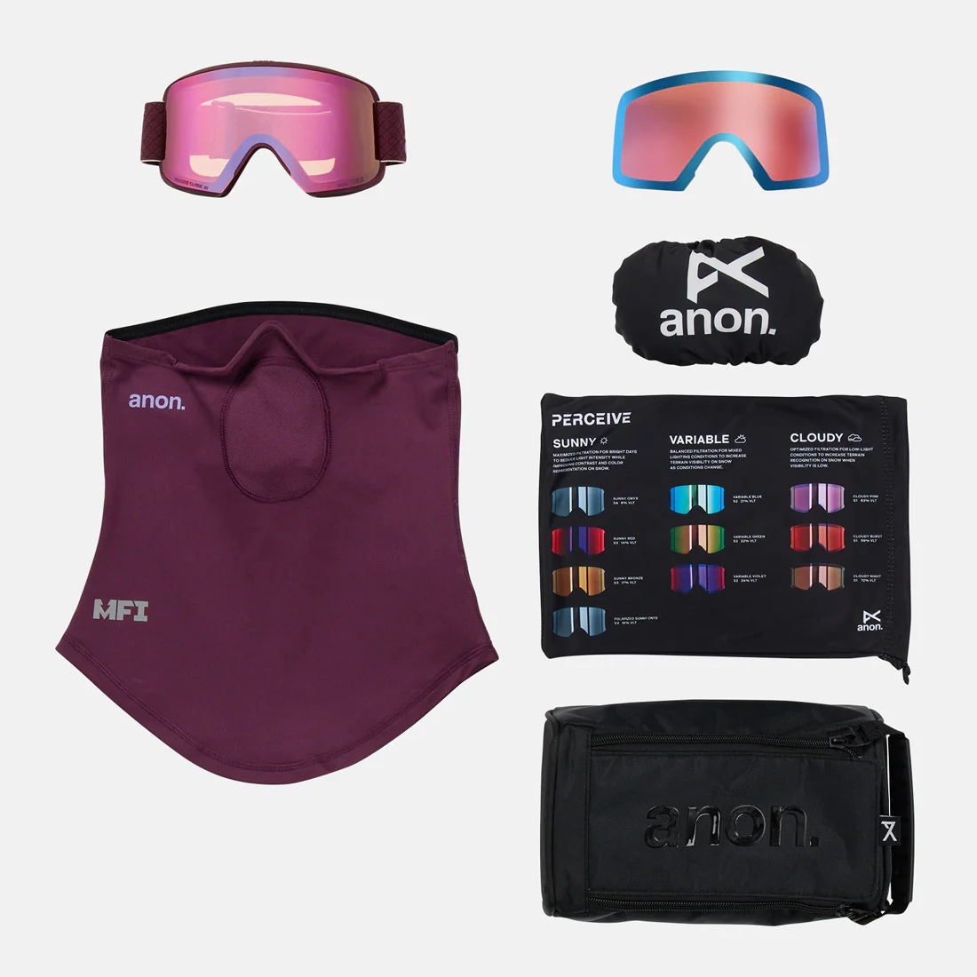 ANON M6S Goggle + MFI Facemask 2026 - Deep Cherry/Perceive Cloudy Pink - Image 6