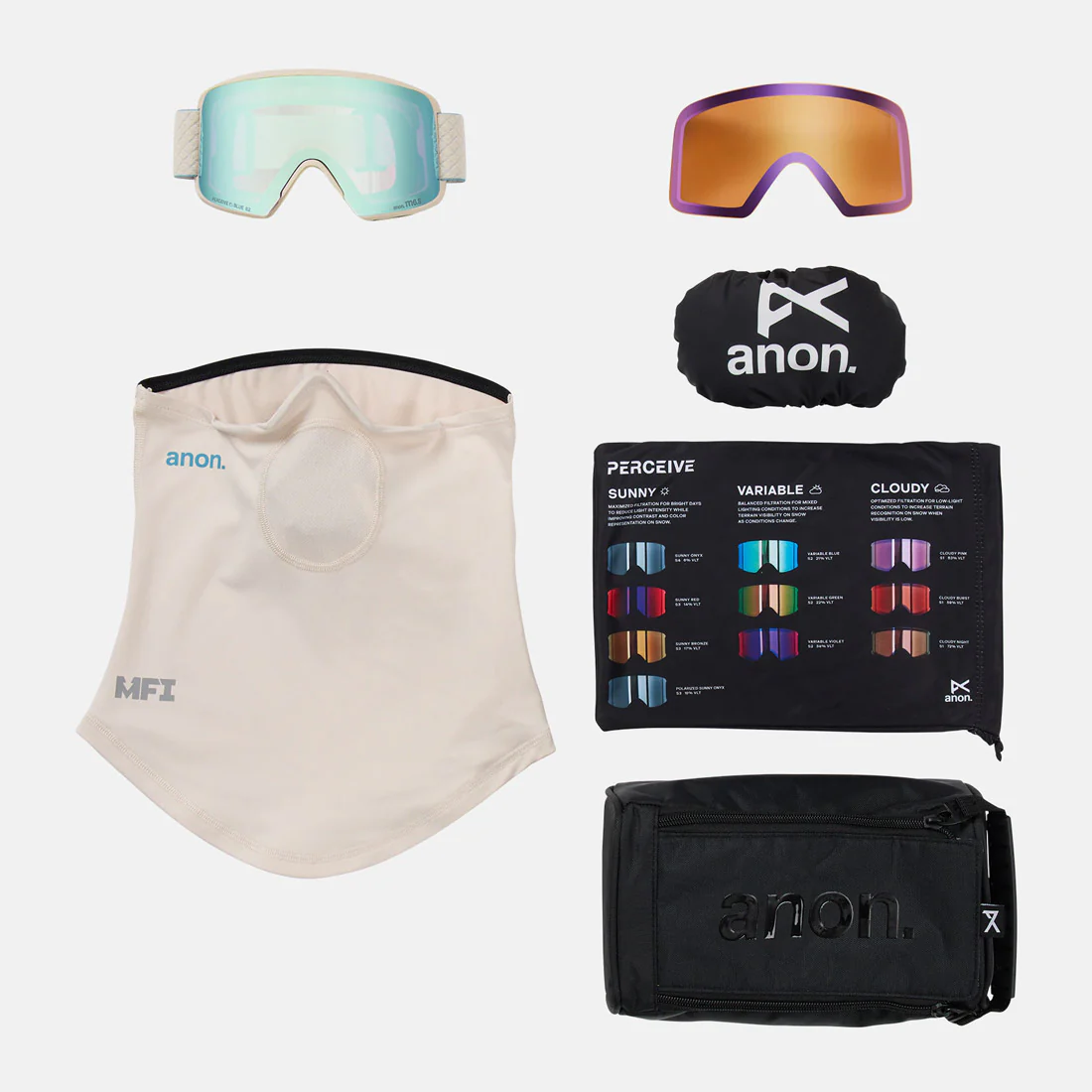 ANON M6S Goggle + MFI Facemask 2026 - Oat/Perceive Variable Blue - Image 6