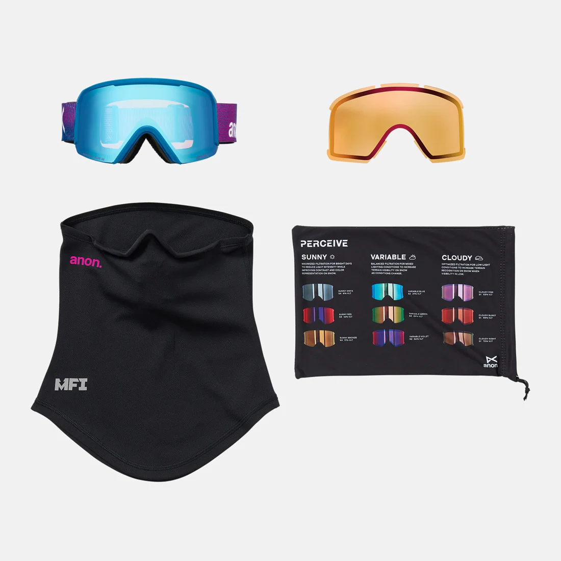ANON Nesa Goggle + MFI Facemask 2026 - Pink Denim/Perceive Variable Blue - Image 6