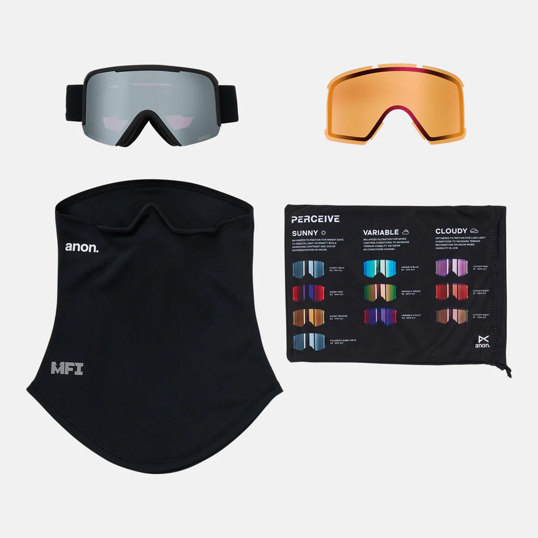 ANON Nesa Low Bridge Fit Goggle + MFI Facemask 2026 - Smoke/Perceive Sunny Onyx - Image 6