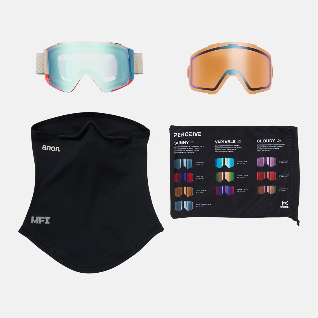 ANON Sync Goggle + MFI Facemask 2026 - Oat/Perceive Variable Blue - Image 6