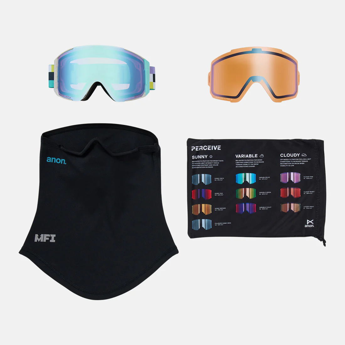 ANON Sync Goggle + MFI Facemask 2026 - Pixel/Perceive Variable Blue - Image 6